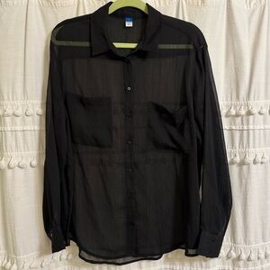 Sheer Button Down Blouse Old Navy Size Large